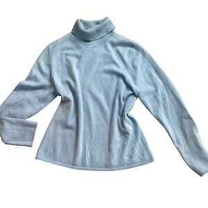 Charter Club Women's L  2-Ply 100% Cashmere Turtleneck Sweater Blue 182C